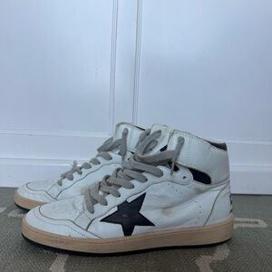 Golden Goose Sky Star Sneakers in white leather with black leather star